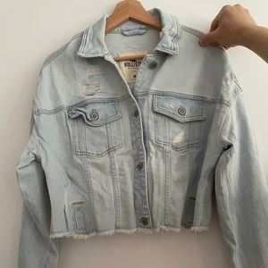 hollister crop light blue denim jacket